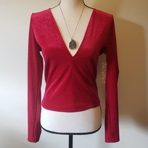 Urban Outfitters Velvet V-Neck Top Size L